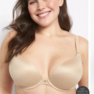 NWT Cacique Lane Bryant Invisible Backsmoothing boost plunge bra Size 42D